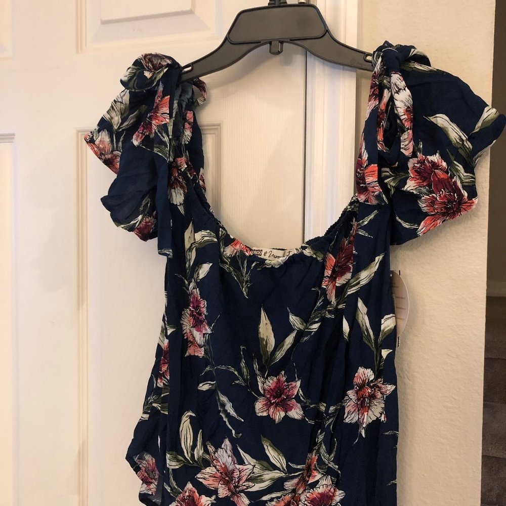 Navy Floral Top